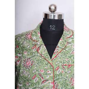 Bata de baño térmica india hecha a mano, ligera, para invierno, estilo boho, floral, de algodón, tipo kimono, con estampado de pájaros, tela tejida, camisa larga con cinturón. - Product Image 6