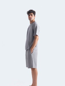 T-shirt d'été pour homme en tissu satiné respirant à col rond en toile - Product Image 4
