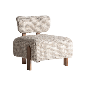 Sillón Escandinavo de Teca Premium, Sillón Acolchado con Tela de Textura Suave, Asiento Profundo, Muebles Residenciales de Lujo - Product Image 4