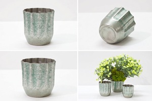 Classy Aluminum Hammered Texture Green Antique Color Nickel Plated Flower <b>Vase</b> Luxuries Style <b>Vase</b> for Luxuries Home & Wedding - Product Image 5