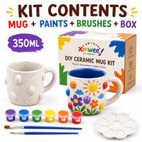 Kit Lukis Mug Keramik Bentuk Hati DIY Desain Hewan/Kartun Set Kerajinan Seni Personalisasi Mug Batu Berbintik Tren TikTok