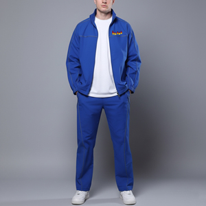 OEM 100% Cotton Men's Winter Hooded <b>Tracksuit</b> Custom Screen Printed Logo Solid Color Piping Streetwear Breathable Hip Hop 2 - Product Image 1