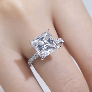 Anillo de compromiso con diamante talla princesa para mujer, oro blanco, estilo clásico, diamantes cultivados en laboratorio con certificación IGI - Product Image 5