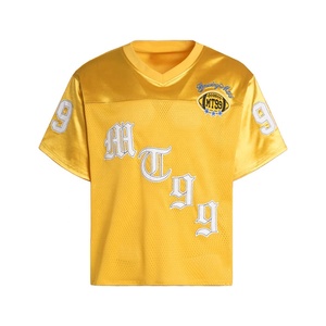 T-shirt graphique surdimensionné en maille patchwork à manches courtes pour homme, style vintage, streetwear, hip-hop, vente en gros personnalisée - Product Image 3