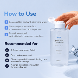 Eau Micellaire Nettoyante Whitree Biome 500ml pour le Visage, Démaquillante avec Galactomyces Bifida Youthyme - Product Image 5