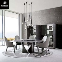 Luxuriöses Italienisches Hotel-Restaurant Rundes Esszimmer-Möbelset Marmortisch mit Drehplatte