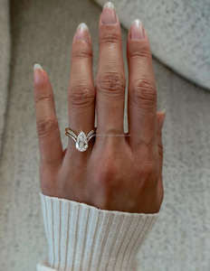 IGI/GIA Lab cultivé Vintage 14k or blanc mariage/fiançailles unisexe bague coupe diamant anniversaire fête cadeau avec diamant taille poire - Product Image 4