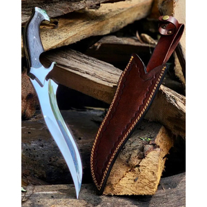 Cuchillo Bowie de punta de clip hecho a mano para la industria de señales, hoja de acero, funda de cuero, mango de madera de wenge, cuchillo de supervivencia para camping, 1 año de garantía - Product Image 3