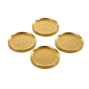 Ensemble de sous-verres en métal personnalisés en gros, sous-verres dorés martelés, résistants à la chaleur, à texture ponctuelle, pour la décoration de table d'hôtel et de bar - Product Image 1