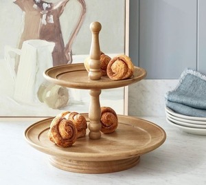 High Quality Handmade Durable Wooden Cake Pedestal Stand with Thick Round Top for Elegant Pastry and Cupcake Presentation - Product Image 2