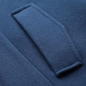 <b>Men's</b> Wool <b>Long</b> Overcoat Notched Lapel Single Breasted Button Closure Regular Fit Outerwear Blue <b>Coat</b> - Product Image 6