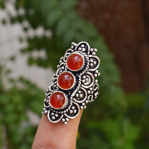 Carnelian Gemstone <b>Ring</b> 925 Sterling <b>Silver</b> Handmade Jewelry Elegant <b>Statement</b> <b>Ring</b> for Women Gift custom jewelry manufacturer - Product Image 2