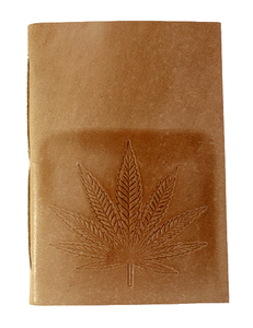 Customizable Camelon Exports Notebook Hemp Leaf Embossed Front Cover Natural Color Goat TC <b>Leather</b> Soft Cover Rajasthan <b>Diary</b> - Product Image 1