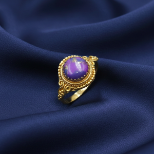 925 Silver Vintage Filigree <b>Ring</b> Purple Copper Turquoise Gold Yellow Gold Plated <b>Boho</b> Floral Statement Jewelry Gift Women Trendy - Product Image 6