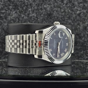 Reloj de Lujo para Hombre, de Acero Inoxidable, Mecánico Automático, Esfera Azul, Números Romanos, Bisel Estriado, Jubilee, Reloj de Pulsera para Negocios - Product Image 3