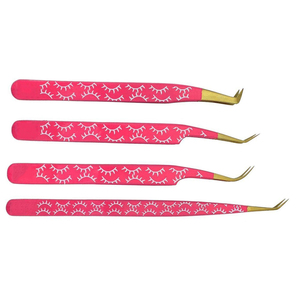Pince à épiler professionnelle rose à motif blanc en acier inoxydable anti-magnétique, pointes de précision 10 mm pour extensions de cils - Product Image 3