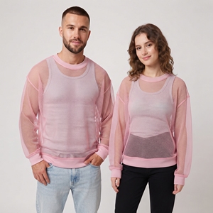 Sweat-shirt sexy en maille unisexe, transparent, à manches longues, col rond, vêtements de nuit, sweat-shirts transparents sexy - Product Image 1