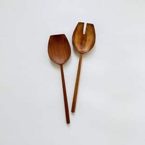 Ensemble de couverts en bois d'acacia sculpté à la main, cuillères et fourchettes, cuillères à salade, manche de fourchette, lot de 2 pièces, vente chaude - Product Image 1