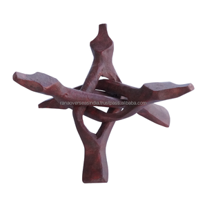 แท่นวางไม้แกะสลักแบบสามขา พับได้ สีน้ำตาลแดง ประดับเปลือกหอยเป๋าฮื้อ คริสตัล ลูกบอล ภาชนะใส่กุญแจ ภาชนะใส่ธูป สำหรับฤดูหนาวและฤดูใบไม้ร่วง - Product Image 4