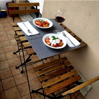 Ensemble de table et de chaises pliantes en bois d'acacia moderne 3 pièces Style bistrot Résistant aux UV/à l'eau Extérieur Chambre Cour Cuisine Acier