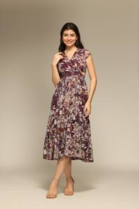 Vestido Maxi Morado con Estampado Floral y Recortes para Mujer, Diseño de los Mejores Diseñadores, Estilo Modesto, Corte Holgado, a Precio Accesible - Product Image 2