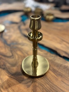 Portavelas pequeño vintage de latón de alta calidad con acabado pulido para decoración del hogar, portavelas de metal para decoración de mesa. - Product Image 1