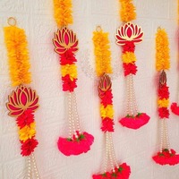 Guirlande de fleurs artificielles Jasmin Lotus, faite à la main, écologique, pour décorations de mariage indien, Haldi, Mehndi, Sangeet, ou couronnes de maison