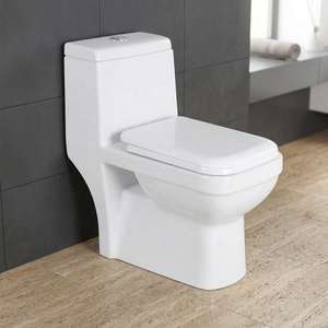 WC monobloc moderne en céramique à chasse d'eau par siphon, double chasse, avec siphon en P et en S, pour salle de bain d'hôtel de luxe - Product Image 5