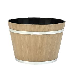 Vasi per Piante a Forma di Botte di Whisky da 30 cm, Set da 4, Grandi Vasi Decorativi in Plastica PP con Fori di Drenaggio per Balcone - Product Image 4