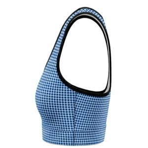Women's Summer Gym Light Blue Dot <b>Mesh</b> Racerback Sports Bra Scoop Neck Medium Support Breathable Yoga <b>Top</b> Spandex Polyester - Product Image 4