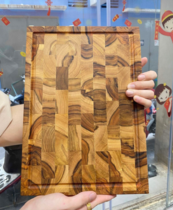 Tabla de cortar de madera de teca vietnamita con veta de extremo, bloque de carnicero de doble cara para encimera de cocina - Product Image 1