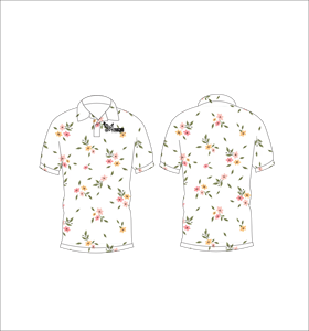 เสื้อโปโลพิมพ์ลายดอกไม้สำหรับผู้ชาย พิมพ์ลายทั่วตัว แขนสั้น สไตล์ลำลอง เหมาะสำหรับเล่นกอล์ฟ - Product Image 1