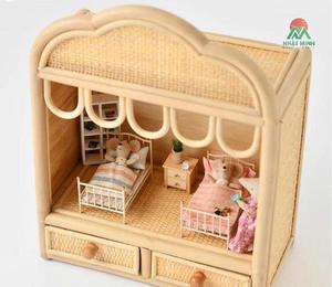 Armoire de rangement pour poupées en osier, design tropical, artisanale, moderne, pour l'intérieur de la maison, armoire de rangement pour salon, matériau naturel. - Product Image 4