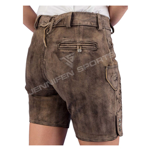 Nuevos pantalones cortos de cuero de vaca estilo Lederhosen, trajes bávaros para mujer, bordados personalizados, estilo alemán, patrón sólido, piel de vaca - Product Image 5