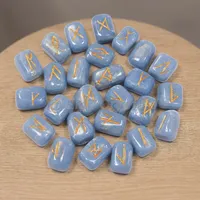 Ensemble de runes en angelite naturelle, pierres de divination, fabricant et fournisseur en gros d'Inde
