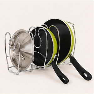 Support de rangement métallique 5 niveaux robuste pour casseroles et couvercles, idéal pour optimiser l'espace dans les armoires de cuisine - Vente en gros - Product Image 1