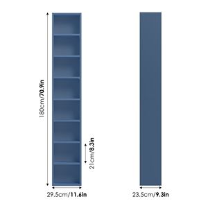 Torre de Almacenamiento Multimedia de 8 Niveles para CD y DVD con 4 Estantes Ajustables para Sala de Estar o Dormitorio, Color Azul - Product Image 2