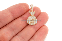 Pendentif Sac d'Argent Géométrique Personnalisé en Or Massif 10K avec Diamant de Laboratoire, Luxe Hip Hop Rapper Bling, Breloques Unisexe, Dollar Glacé