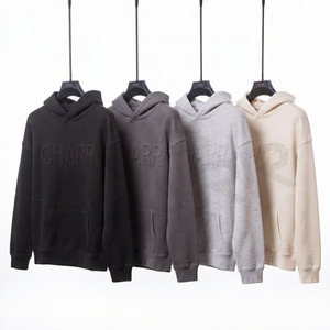 Heavyweight 100% Cotton Blank Hoodies French Terry Oversized Hoodies Men Custom Embossed Logo Men 500 Gsm <b>Thick</b> Unisex Hoody - Product Image 6