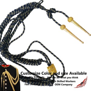 <b>Braided</b> Metallic <b>Cord</b> Aiguillette Gold Tipped for Garment Use Classical Strand Round Shape - Product Image 2