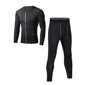 Ensemble de compression 2 pièces pour homme, soutien musculaire et mise en forme corporelle - 100% polyester, séchage rapide et respirant, vêtements de fitness - Product Image 5