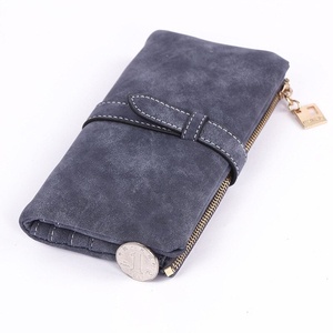 Women's Suede Long <b>Wallet</b> With <b>Zipper</b> And Hasp Closure Soft Minimalist Design Blue Color Daily Use - Product Image 3