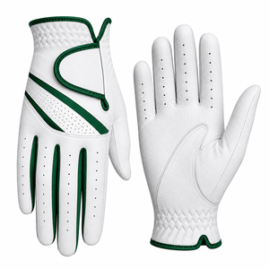 White Genuine <b>Leather</b> <b>Golf</b> Glove Left Hand Perforated Breathable Adjustable Hook and Loop Wrist Strap - Product Image 3