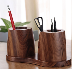 Support de stylo en bois massif (noyer noir, hêtre) et alliage d'aluminium rapide, design minimaliste et élégant pour bureau - Product Image 4