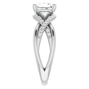 Anillo de Compromiso, Boda o Promesa de Lujo en Plata de Ley 925 con Moissanita de Corte Princesa de 7MM y Engaste de Garras, Certificado por Terceros - Product Image 2