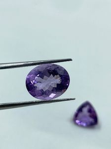 Pierre précieuse améthyste naturelle, coupe ovale, pierre non montée, 6,49 carats, 2 pièces pour la fabrication de bijoux - Product Image 4
