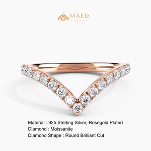 Anillo de Compromiso en Forma de V con Moissanita en Oro Rosa, Joyería Nupcial con Diamantes para Mujer, Aniversario, EE. UU. - Product Image 6