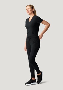 Women's Medical <b>Scrub</b> Set V-Neck Stretch Woven Polyester/Cotton <b>Uniform</b> <b>Scrub</b> Tops Needle Detection Seamless Fusing Hospital - Product Image 1