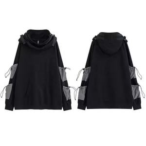 Sweat à capuche technique pour homme avec logo personnalisé, streetwear, tactique, cyberpunk, ninja, multi-poches, urbain, hip hop, surdimensionné, noir - Product Image 5