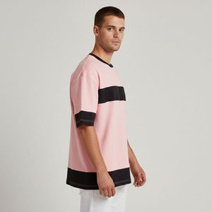 OEM/ODM Custom Made Heavyweight Cotton 2 tone Round Neck T-Shirt Drop Shoulder <b>Hip</b> Hop Breathable daily Wear men's T-Shirt - Product Image 2